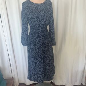 Madewell Blue Patterned Long Sleeve Dress